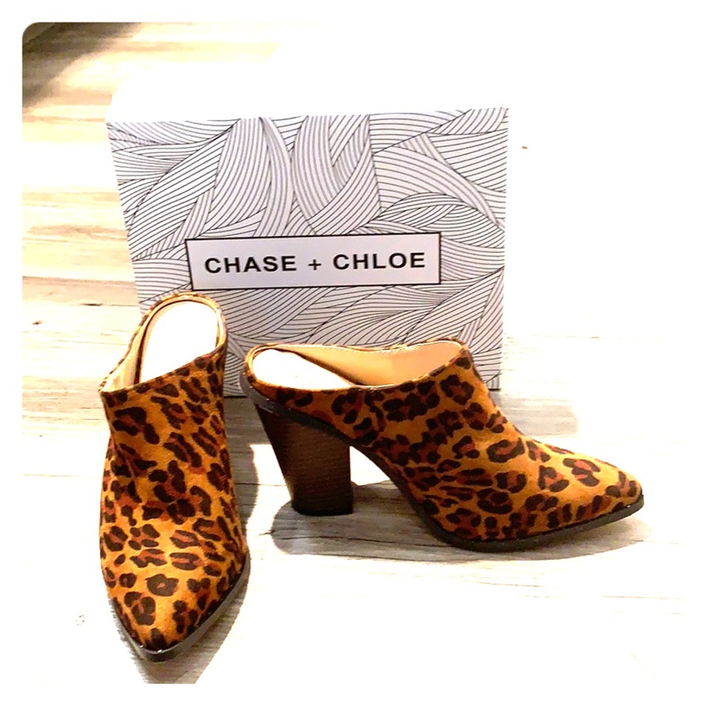 Brand New Still in Box Leopard Mules Block Heel